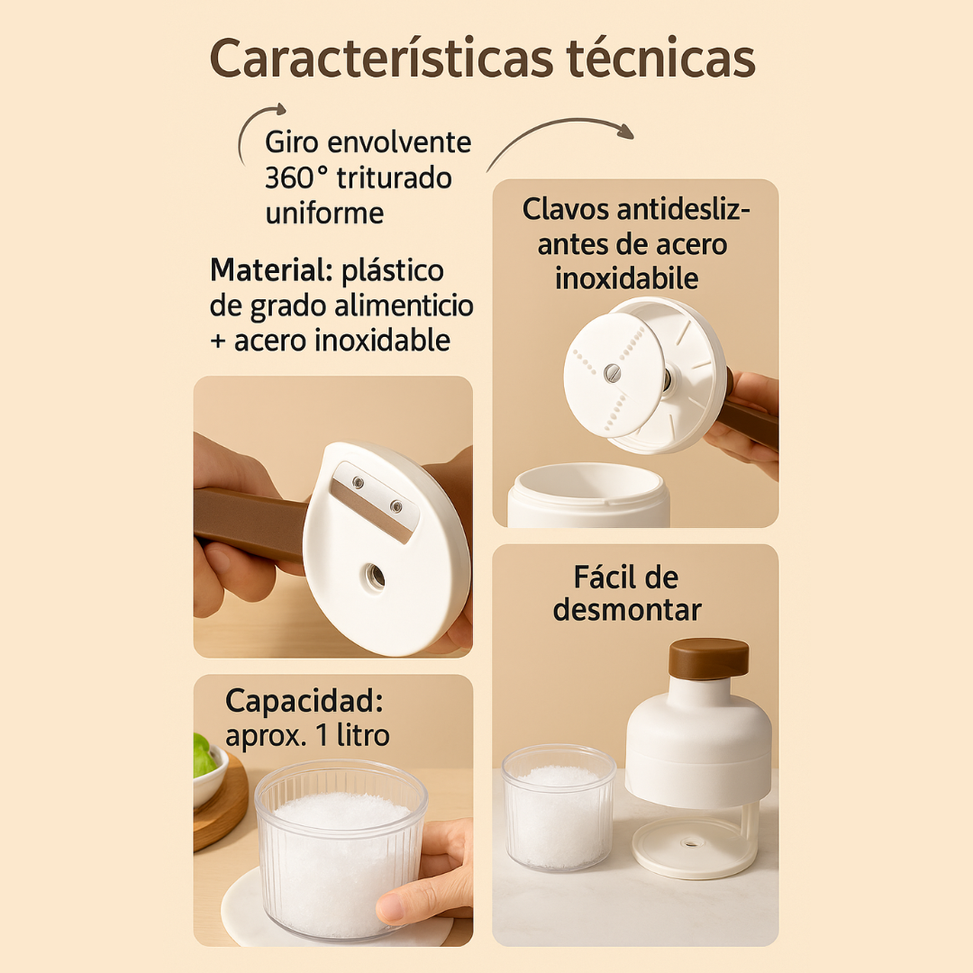 Picadora de hielo manual con diseño giratorio de 360°