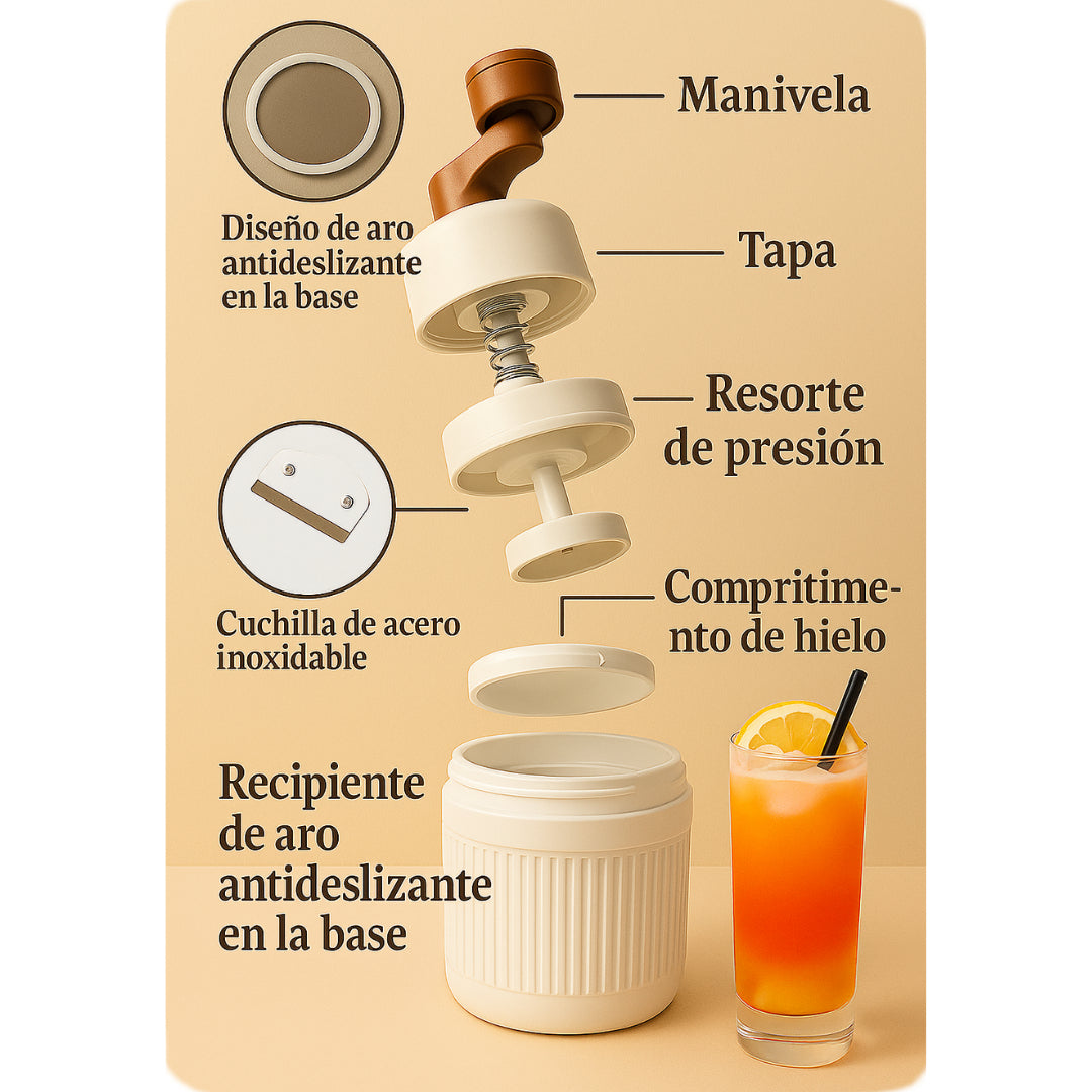 Picadora de hielo manual con diseño giratorio de 360°